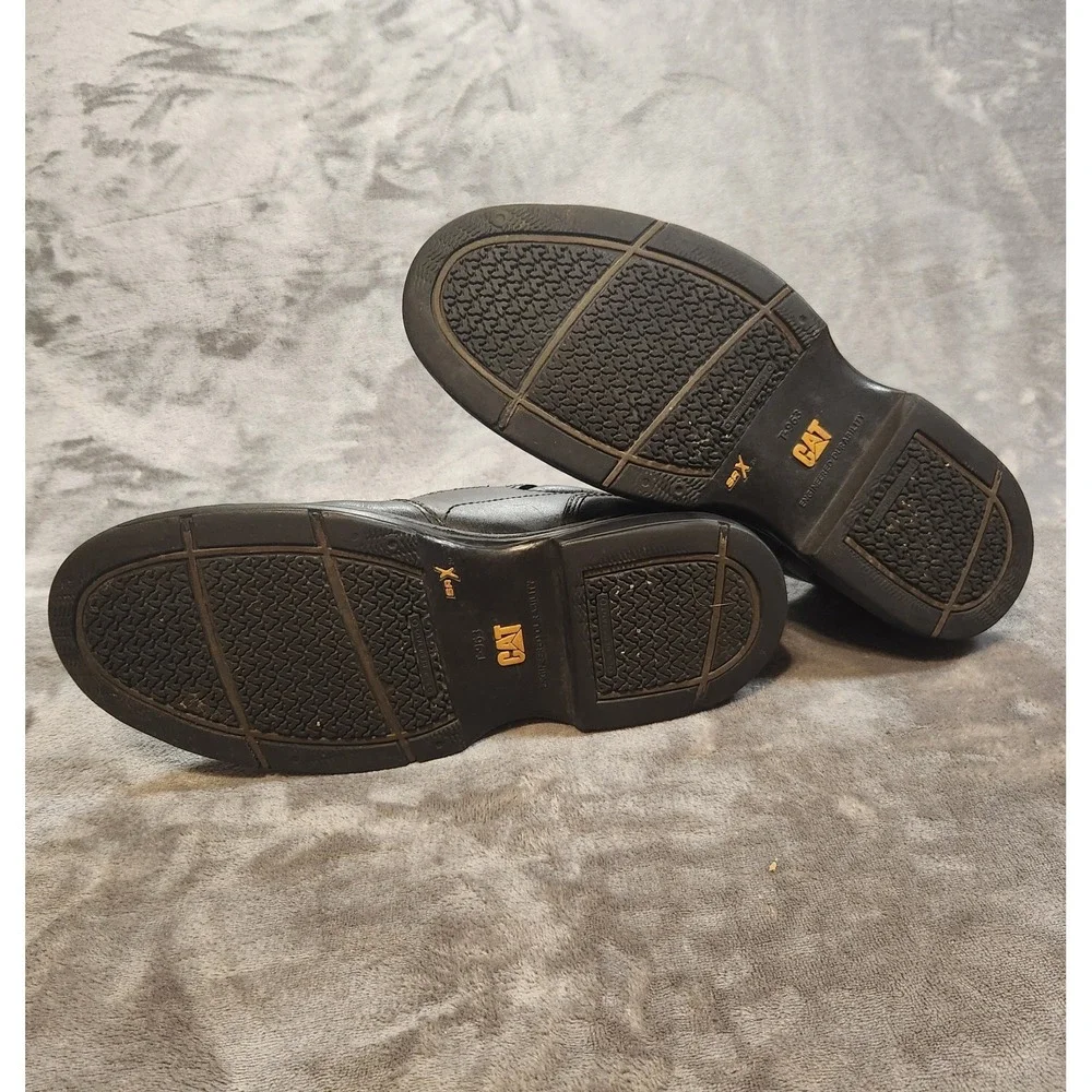 Caterpillar Shoes Mens 8.5 Wide Black Leather Conclude Slip-On Steel Toe  P90098